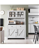Kitchen Pantry Cabinet with Microwave Stand and Adjustable Shelves