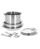 Strate 13-piece silver stainless steel cookware set.