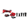 M18 18V oscillating multi-tool kit with 2Ah battery, charger, and 8-pc blade kit.