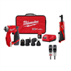 M12 fuel 12v 4-in-1 drill driver kit with M12 3/8" ratchet and 2-pc wire stripper.