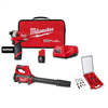M12 Fuel Surge 12V 1/4" hex impact kit, M12 compact spot blower, and 100-pc PACKOUT bit set available for $199.