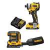 Atomic 20V max cordless impact driver & sander with 2Ah battery & charger.