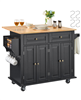 Kitchen Island Cart with 43" Wood Top