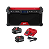 M18 18V lithium-ion cordless jobsite radio with two batteries and charger kit.