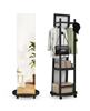 Freestanding Coat Rack with Full Length Mirror and Hooks