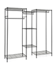 Convertible L-Shape and Horizontal Clothes Organizer with 7 Shelves and 4 Hanging Rods