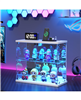 Vlsrka Led Lighted 2-Tier Glass Display Case with Charging Station and Motion Sensor
