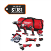 M18 18V Cordless Combo Kit (6 tools) with 2 batteries, charger, tool bag.