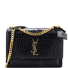 Medium Sunset Crossbody Bag Embossed Leather - Black