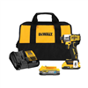 20V max XR cordless brushless 1/4" 3-speed impact driver kit with 2Ah and 1.7Ah batteries, charger, and bag.
