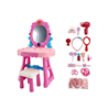 Bruce & Shark Toddler Vanity Set, Light-Up Mirror with Music, Stool & 29 Pretend Play Accessories - Pink