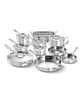 Calphalon Premier 16-piece stainless steel cookware set - silver.