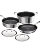 Hell's Kitchen 5-pc. silver ceramic hybrid nonstick cookware set.
