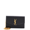 Black pre-owned Saint Laurent Uptown chain wallet.