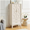 4 Door Storage Cabinet with Unique Arc Handles and Adjustable Shelves - Antique white