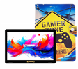10.1" Octa Core 256GB Storage Android 15 Tablet with Gamer Shape Case - Yellow