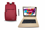 10.1" Octa Core 128GB Storage Android 15 with Designer Cloth Keyboard Case and Stylish Backpack and Pen Stylus - White