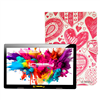 10.1" Octa Core 128GB Storage Android 15 Tablet with Love shape Case - Red