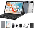 Tablet 10.1 inch 2025 Latest Android14 Tablet 128GB ROM+14GB RAM+1TB Expand Octa-Core Tablets with Keyboard - Gray