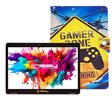Linsay 10.1" octa-core tablet, 128GB, Android 15, yellow gamer case included.