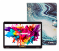 Linsay 10.1" octa-core Android 15 tablet (128GB) with blue ocean marble case.
