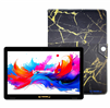 10.1" Octa Core 256GB Storage Android 15 Tablet with Golden Marble Case - Black