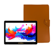 10.1" Octa Core 256GB Storage Android 15 Tablet with Leather Case - Brown