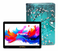 10.1" Octa Core 256GB Storage Android 15 Tablet with Flowers Marble Case - Green
