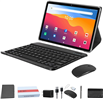 2026 Latest Android Tablet, 10 Inch, 128GB+16GB(8+8)+512GB Expand, Octa-Core Processor, 2 in 1 with Keyboard Case Mouse - Black