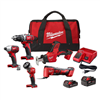 M18 18V cordless combo kit (5 tools) with 2 batteries, charger, and bag.