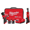 M12 Fuel 12-Volt Lithium-Ion Brushless Cordless 1/4 in. Hex Impact Driver Kit with M12 3/8 in. Ratchet.