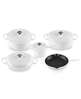 Le Creuset 9-piece enameled cast iron cookware set in white with a discount.