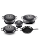 9-piece Le Creuset cast iron cookware set in oyster, now with a discount.