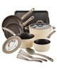Rachael Ray 11-piece aluminum nonstick cookware set - almond.