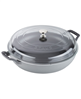 Staub 3.5-qt cast iron braiser with glass lid in graphite gray.