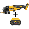 Flexvolt 60V li-ion cordless 4.5-6" angle grinder (tool only) with 20V/60V max 9Ah battery.