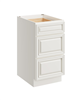 18 3-Drawer Base Cabinet with Full Overlay Hdf Drawer Fronts and Dovetail Drawers - Pearl white