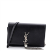 Pre-owned black grainy leather Saint Laurent small classic monogram tassel crossbody bag available at a discount.