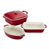 Get 20% off the Staub 4-pc cherry stoneware baking dish set.