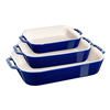 Get a Staub 3-pc dark blue rectangular baking dish set.