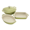 Get a 20% discount on the Staub stoneware 4-pc macaron baking dish set in light green.