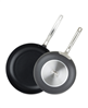 Viking 2-piece dark gray hard anodized nonstick fry pan set.