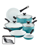 Farberware Purecook 12-pc. aqua ceramic non-stick cookware set.