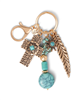 Turquoise Bead Keychain with Charms