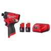 Get the M12 Fuel 12V lithium-ion brushless 1/4" hex impact driver with a compact 2.0 Ah battery (2-pack) starter kit.