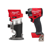 M18 Fuel 18V Li-ion brushless compact router with 1/4" impact driver.