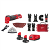 M12 Fuel 12V oscillating multi-tool starter kit (2-pk) with 5.0Ah battery and 9-pc blade kit.
