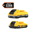 20V max lithium-ion 4.0Ah & 2.0Ah battery pack (2-pack) - discount available.