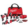 M12 Fuel 12V cordless combo kit (5 tools) with 2 batteries and bag, at a discount.