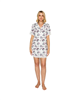 Badgley Mischka women's jersey notched collar sleep dress in cream.